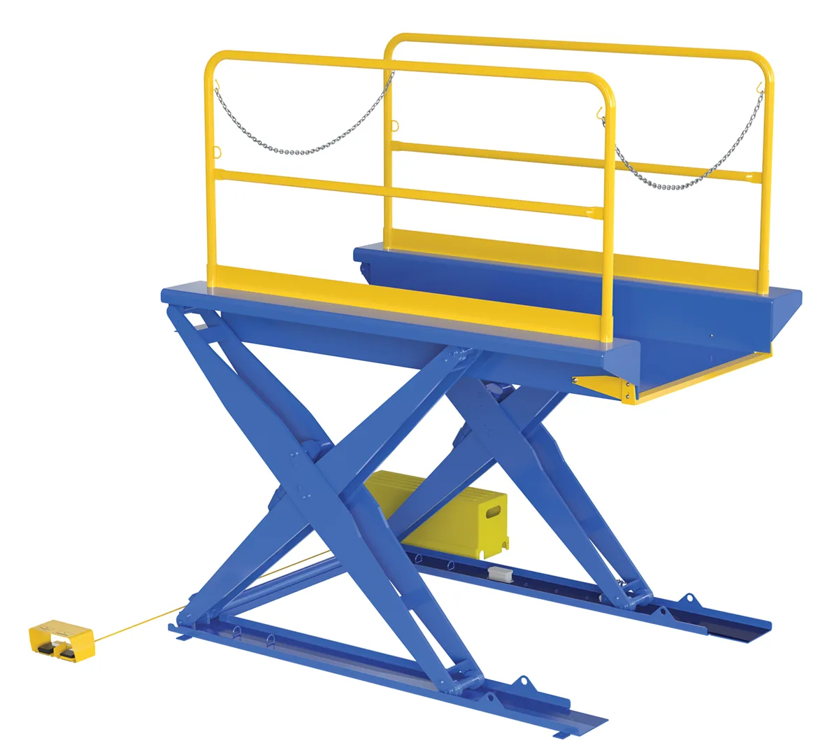 Vestil EHLTG-4484-3-54 ground lift scissor tables with handrail
