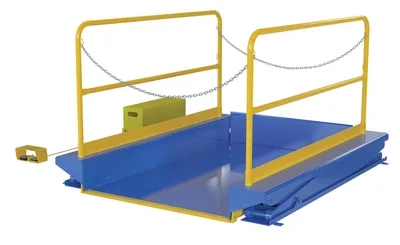 Vestil EHLTG-5284-3-54 ground lift scissor tables with handrail shown from an alternate angle