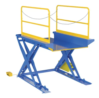 Vestil EHLTG-5284-3-54 ground lift scissor tables with handrail