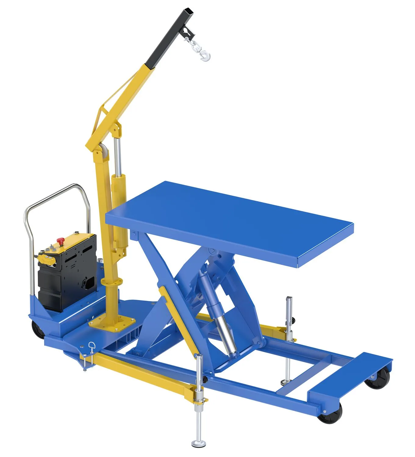Vestil EHLTP-3060-WTJ-4-DC portable electric hydraulic lift table w attached hoist