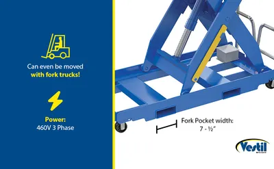 Vestil EHLTP-3064-2-60-A4 portable electric hydraulic lift table feature highlights
