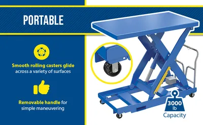 Vestil EHLTP-4864-3-60-A1 portable electric hydraulic lift table feature highlights