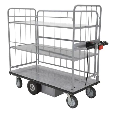 Vestil EMHC-2860-4 electric material handling cart shown from an alternate angle