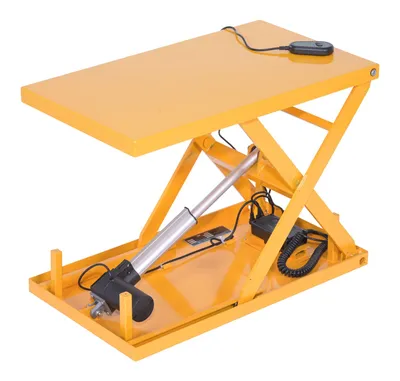 Vestil EMLT-200 steel linear actuated scissor lift table shown from an alternate angle