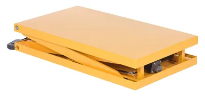 Vestil EMLT-200 steel linear actuated scissor lift table shown from an alternate angle