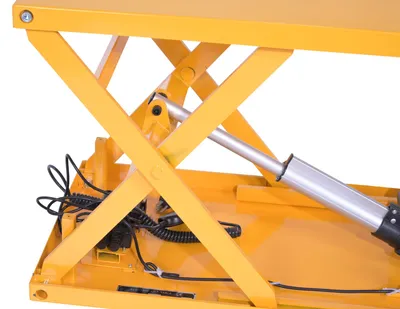 Vestil EMLT-200 steel linear actuated scissor lift table shown from an alternate angle