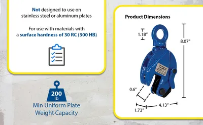 Vestil EPC-10 vertical plate clamp feature highlights