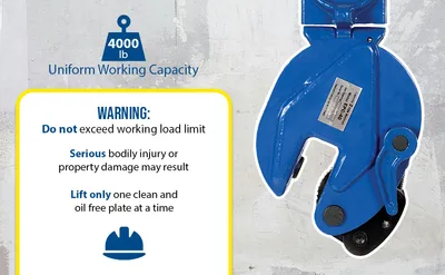 Vestil EPC-40 vertical plate clamp feature highlights