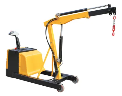 Vestil Steel Electric Powered Counter Balanced Floor Crane 1500 Lb. Retracted Capacity Yellow