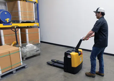 Vestil EPT-1540-26 fully powered electric pallet truck shown from an alternate angle