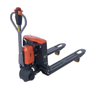 Vestil EPT-2745-33-PWB fully powered electric pallet truck shown from an alternate angle