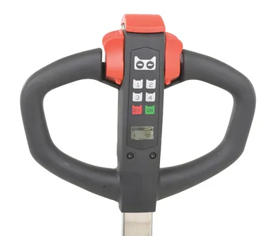 Vestil EPT-2748-30-SS stainless steel fully electric pallet truck shown from an alternate angle