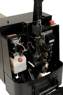 Vestil EPT-2796-45 fully powered electric pallet truck shown from an alternate angle