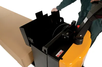 Vestil EPT-2796-45 fully powered electric pallet truck shown from an alternate angle