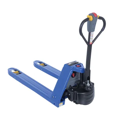 Vestil EPT-CFR-2748-40 electric pallet truck for cold room shown from an alternate angle
