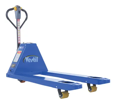 Vestil EPT-CFR-2748-40 electric pallet truck for cold room shown from an alternate angle