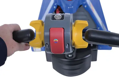 Vestil EPT-CFR-2748-40 electric pallet truck for cold room shown from an alternate angle