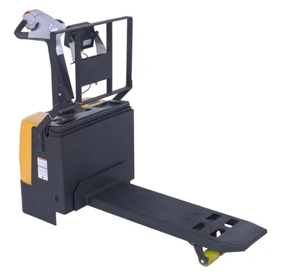 Vestil EPT-SF-1240-26-SCL single fork electric pallet truck w scale shown from an alternate angle
