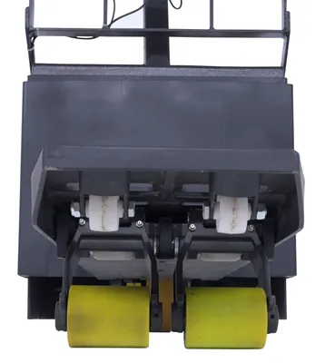 Vestil EPT-SF-1240-26-SCL single fork electric pallet truck w scale shown from an alternate angle