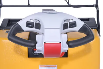 Vestil EPT-SF-1240-26-SCL single fork electric pallet truck w scale shown from an alternate angle