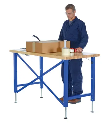 Vestil EWB-6030 manual adjustable ergonomic work benche shown from an alternate angle