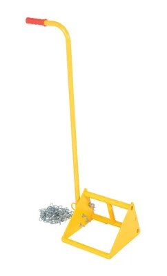 Vestil FAB-10-ERGO ergo-handle wheel chock shown from an alternate angle