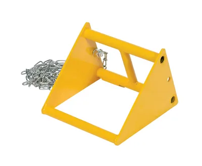 Vestil FAB-10 steel wheel chock shown from an alternate angle