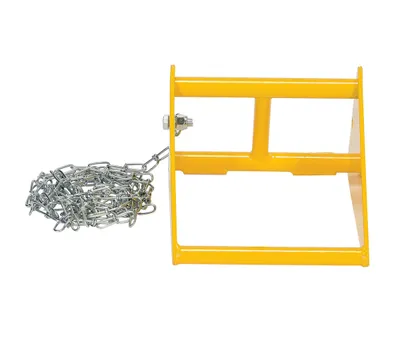 Vestil FAB-10 steel wheel chock shown from an alternate angle