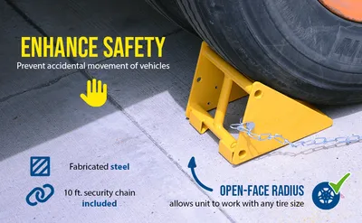 Vestil FAB-10 steel wheel chock feature highlights