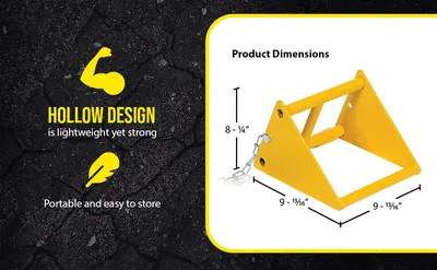 Vestil FAB-10 steel wheel chock feature highlights
