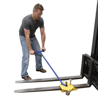 Vestil FC-29 fork truck fork caddy shown from an alternate angle