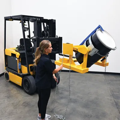 Vestil FDA-550 plastic & fiber drum adapters and other upgrade shown from an alternate angle