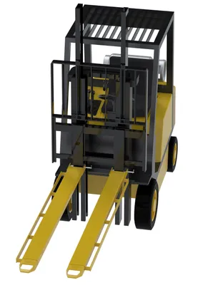 Vestil FE-5-84-P-LR fork extensions with side brackets for load strap shown from an alternate angle