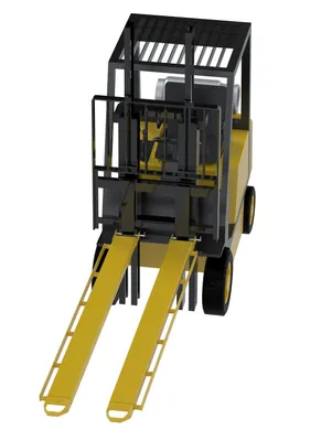 Vestil FE-6-96-P-LR fork extensions with side brackets for load strap shown from an alternate angle