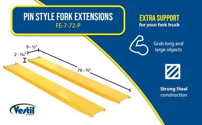 Vestil FE-7-72-P pin style fork extension feature highlights