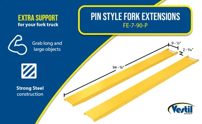 Vestil FE-7-90-P pin style fork extension feature highlights