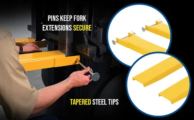 Vestil FE-8-120-P pin style fork extension feature highlights