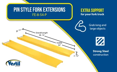 Vestil FE-8-54-P pin style fork extension feature highlights