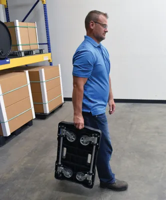 Vestil FF-FPT-1627 fold-flat plastic cart shown from an alternate angle