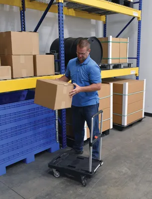 Vestil FF-FPT-1627 fold-flat plastic cart shown from an alternate angle