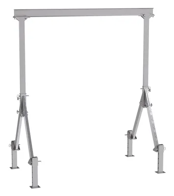 Vestil Aluminum Fixed Height Gantry Crane With Adjustable Leveling Option 10ft. X 10 ft. 2000 lb. Capacity Silver