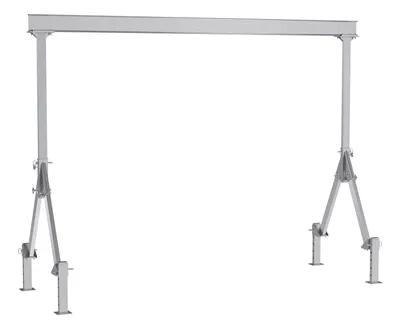 Vestil Aluminum Fixed Height Gantry Crane With Adjustable Leveling Option 15 ft. X 10 ft. 2000 lb. Capacity Silver