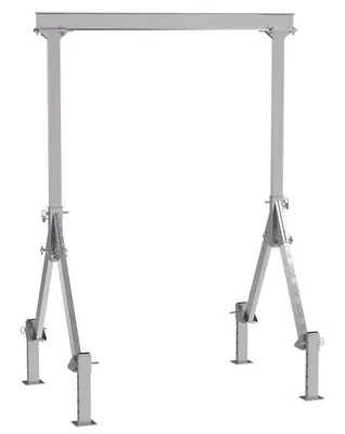 Vestil Aluminum Fixed Height Gantry Crane With Adjustable Leveling Option 8ft. X 10 ft. 2000 lb. Capacity Silver