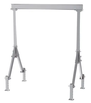 Vestil Aluminum Fixed Height Gantry Crane With Adjustable Leveling Option 10 ft. X 10 ft. 4000 lb. Capacity Silver