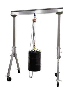 Vestil FHA-4-10-10 fixed height aluminum gantry crane shown from an alternate angle