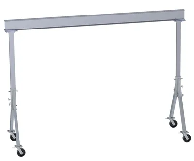 Vestil Aluminum Fixed Gantry Crane with Phenolic Locking Casters 15 Ft. x 10 Ft. 4000 Lb. Capacity Silver