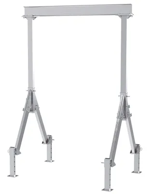 Vestil Aluminum Fixed Height Gantry Crane With Adjustable Leveling Option 8 ft. X 10 ft. 4000 lb. Capacity Silver