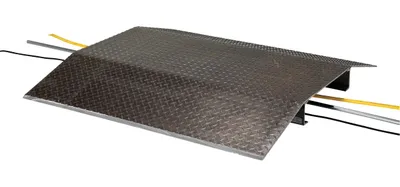 Vestil FHCR-48-48-16-4H fabricated aluminum hose & cable crossover shown from an alternate angle