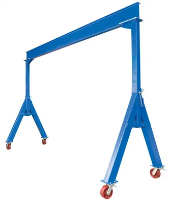 Vestil Steel Fixed Gantry Crane with Ductile Steel Locking Casters 15 Ft. 10,000 Lb. Capacity Blue