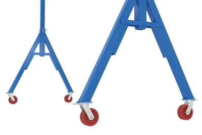 Vestil FHS-8-15-VG fixed steel gantry cranes with v-groove caster shown from an alternate angle